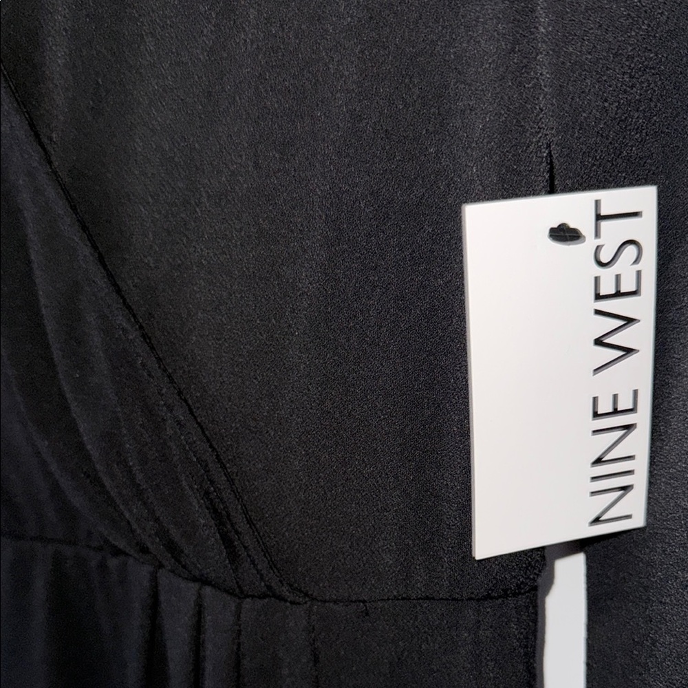Nine West Black Long Sleeve V-Neck Cocktail Dress - Picture 4 of 7